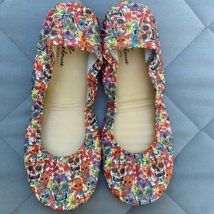 🌺 💀 The Storehouse Flats Watercolor Sugar Skulls Ballet Flats size 11 🌺 💀